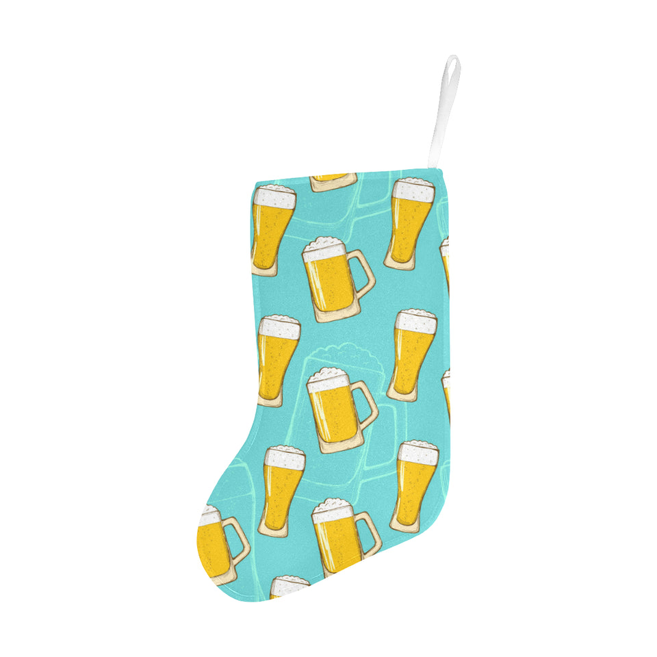 Beer pattern green background Christmas Stocking