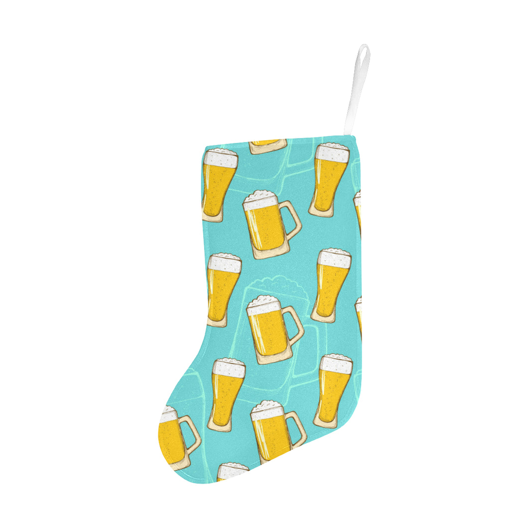 Beer pattern green background Christmas Stocking