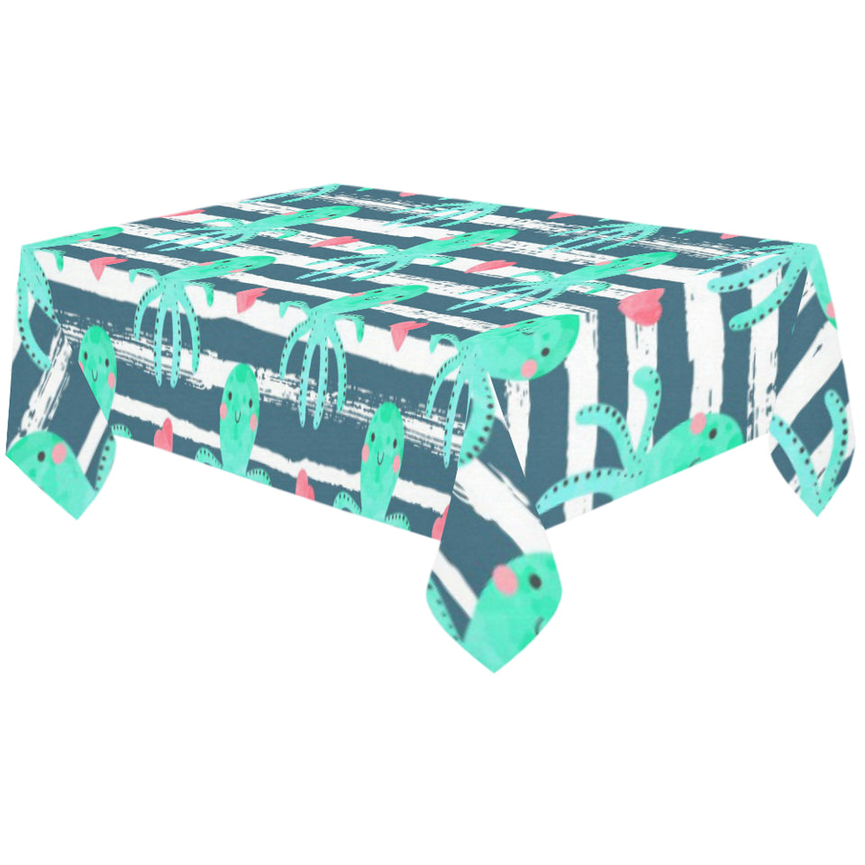 Cute octopuses heart striped background Tablecloth