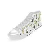 Cute cactus pattern Men's High Top Canvas Shoes White