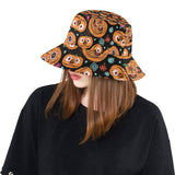Pumpkin flowers spiderweb Halloween theme Unisex Bucket Hat