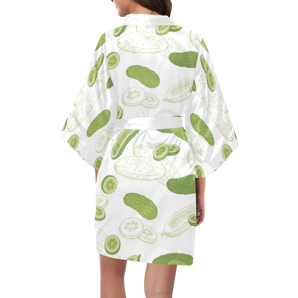 Cucumber sketch pattern Women's Short Kimono Robe