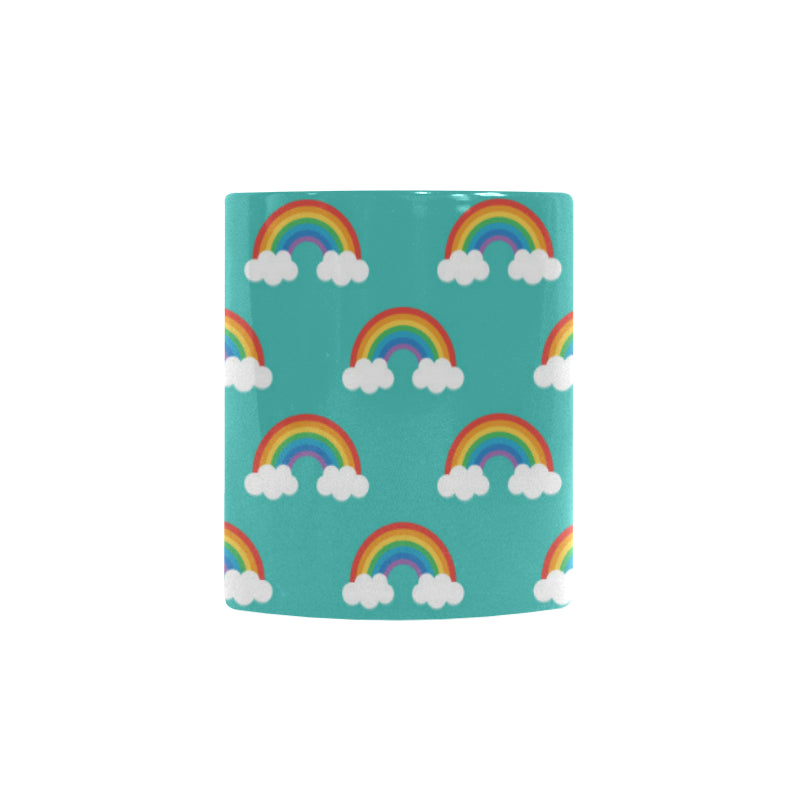 Rainbow pattern green background Morphing Mug Heat Changing Mug