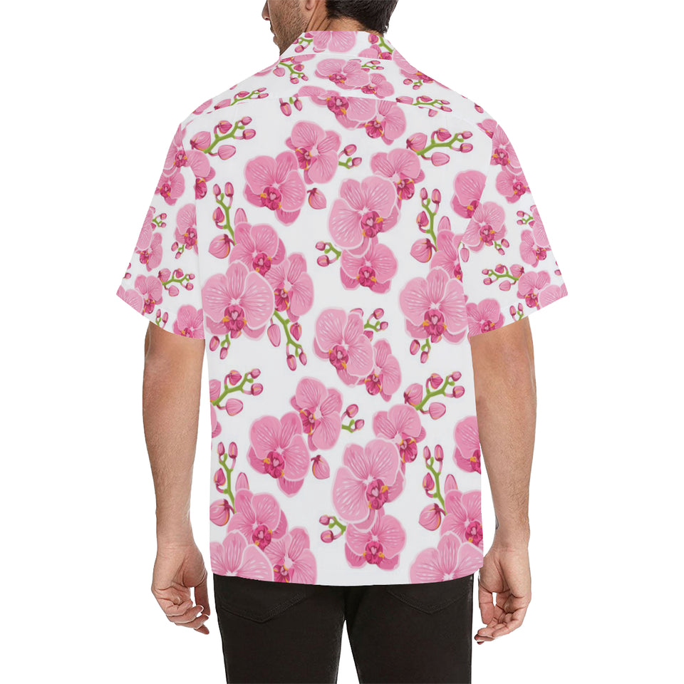pink purple orchid pattern background Men's All Over Print Hawaiian Shirt