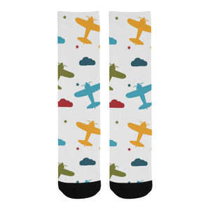 Airplane star cloud colorful Crew Socks