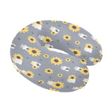 Cute hamster sunflower pattern background U-Shaped Travel Neck Pillow