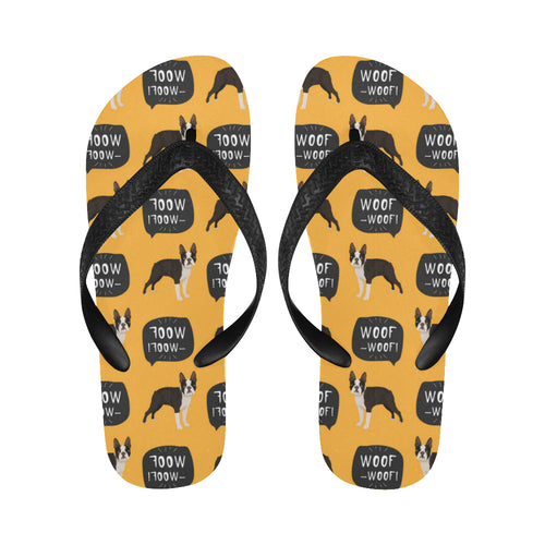 Boston terrier design pattern Unisex Flip Flops