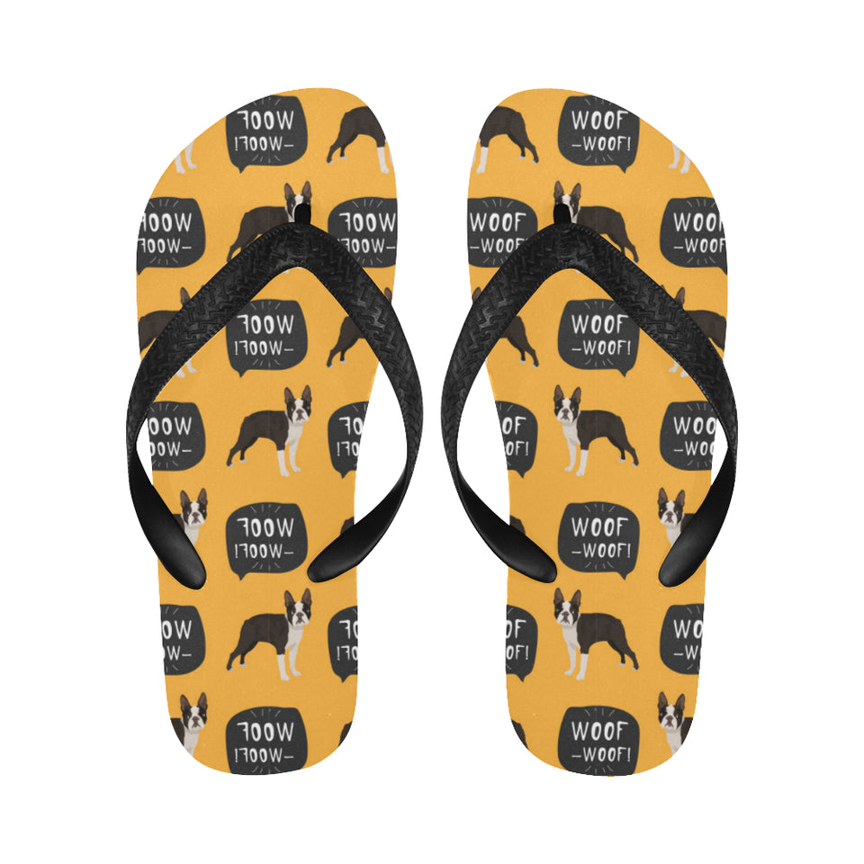 Boston terrier design pattern Unisex Flip Flops