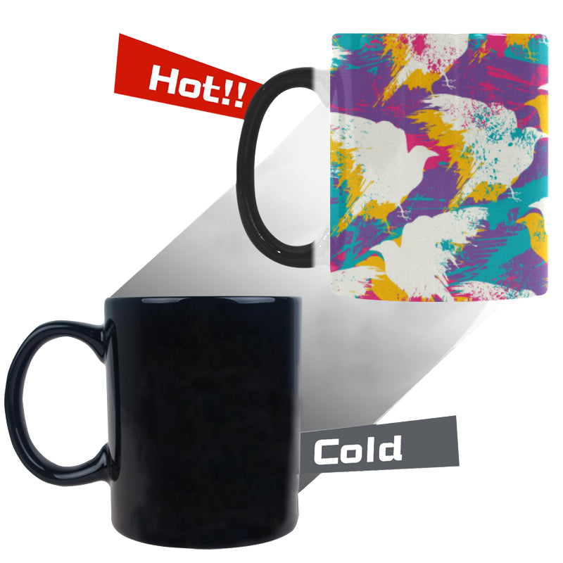 Colorful crow illustration pattern Morphing Mug Heat Changing Mug