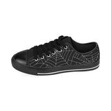 Spider web pattern Black background white cobweb Men's Low Top Canvas Shoes Black