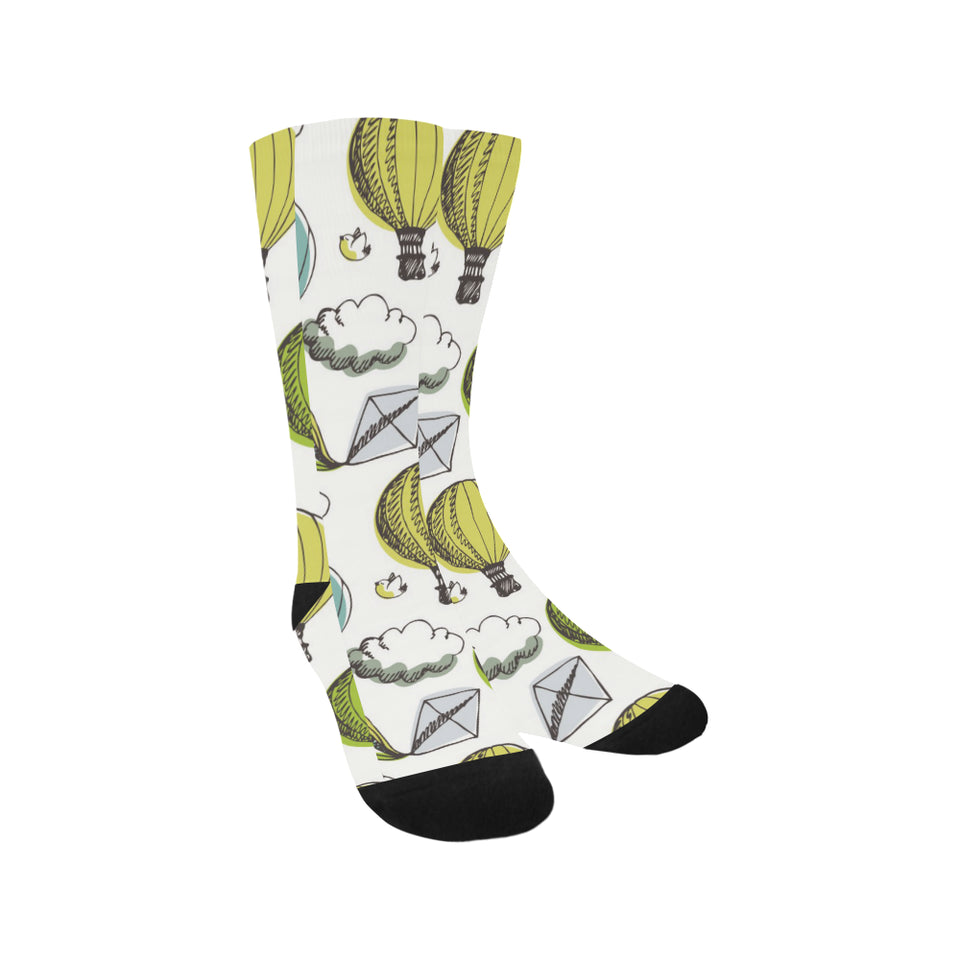 Hot Air Balloon Bird Cloud Pattern Crew Socks