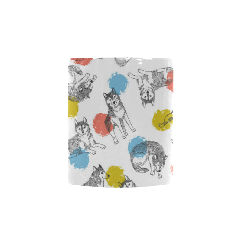Siberian husky and colorful circle pattern Morphing Mug Heat Changing Mug