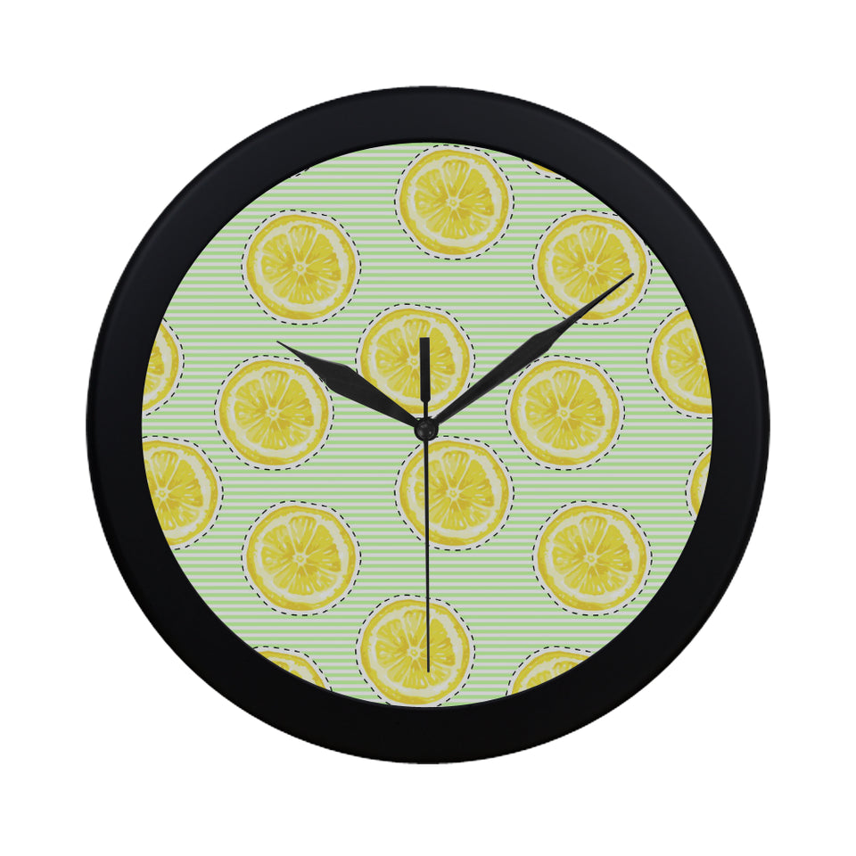 slice of lemon pattern Elegant Black Wall Clock