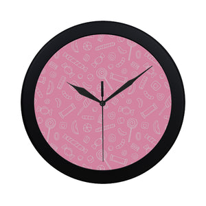 Sweet candy pink background Elegant Black Wall Clock