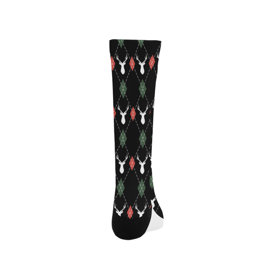 Deer Christmas new year pattern argyle Crew Socks
