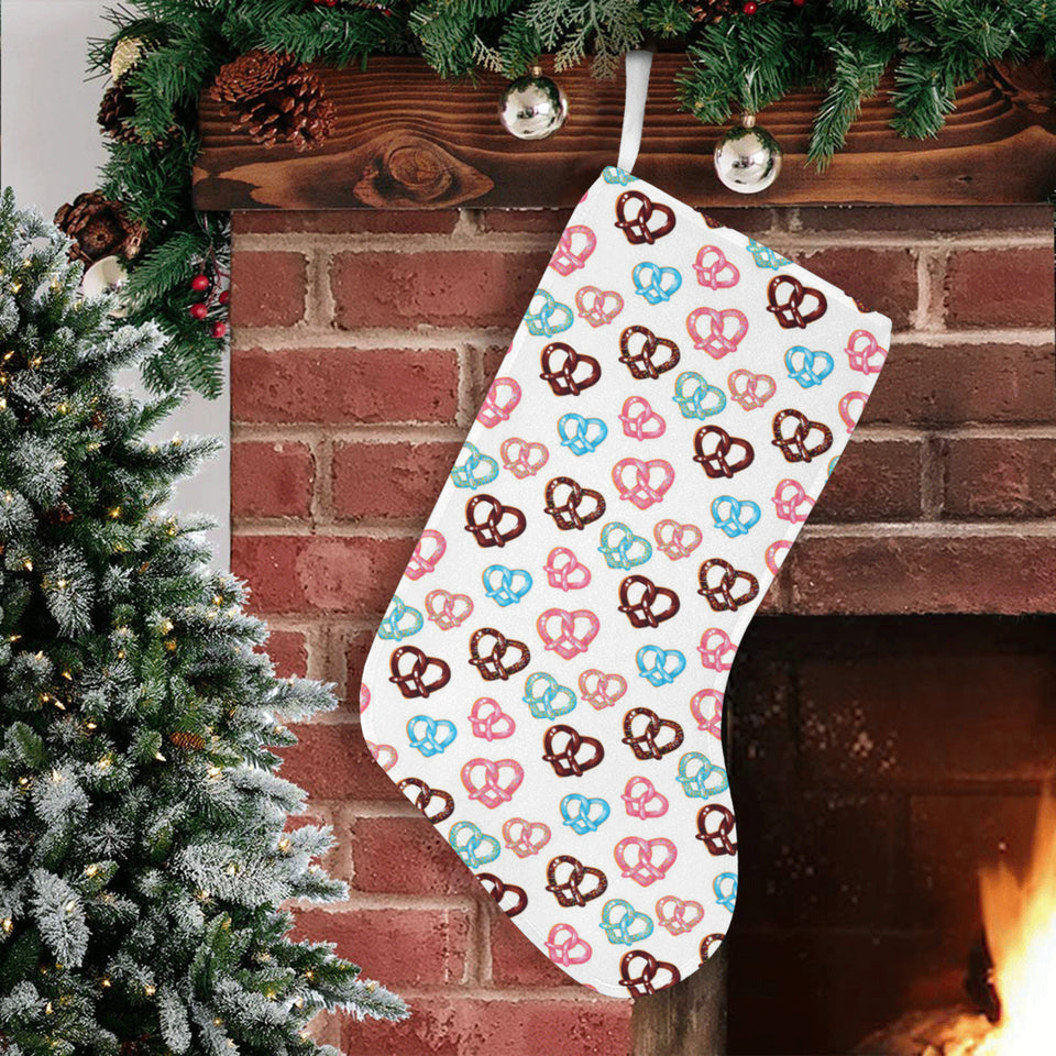 Pretzels Pattern Print Design 04 Christmas Stocking