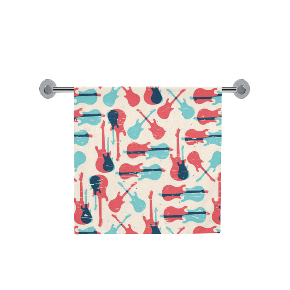 Red Blue guitar pattern Bath Towel