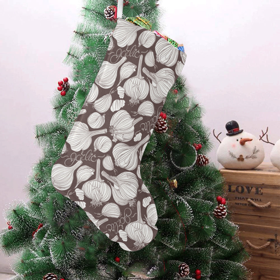 Garlic bulb dark background Christmas Stocking