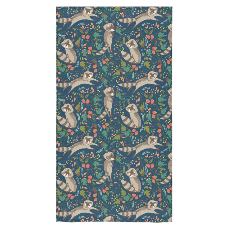 Raccoon tropical leaves pattern Bath Towel