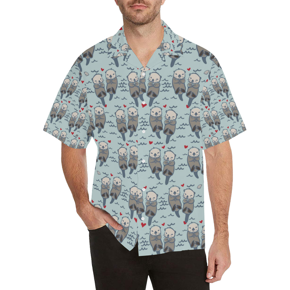 Lovely Sea Otter Pattern Men's All Over Print Hawaiian Shirt