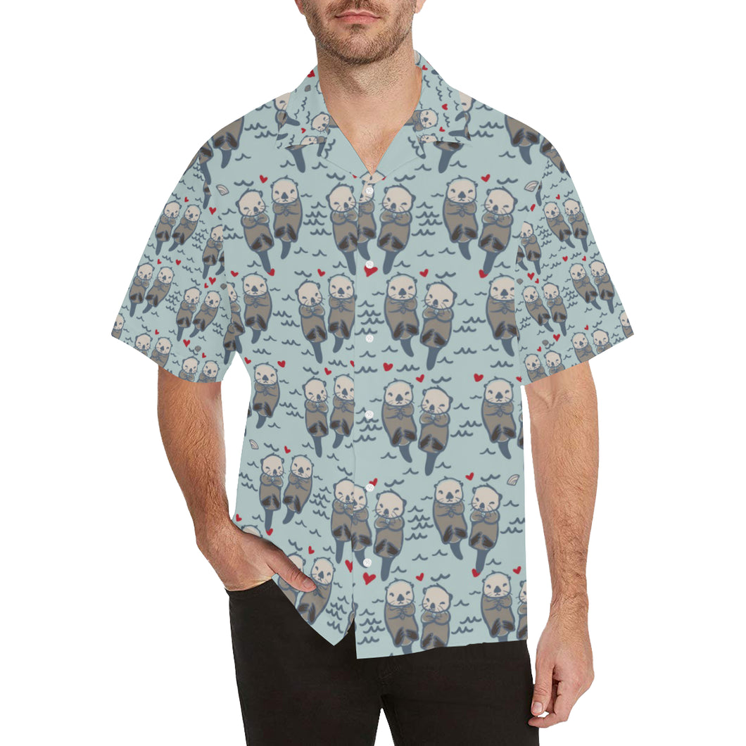 Lovely Sea Otter Pattern Men's All Over Print Hawaiian Shirt