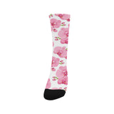 pink purple orchid pattern background Crew Socks