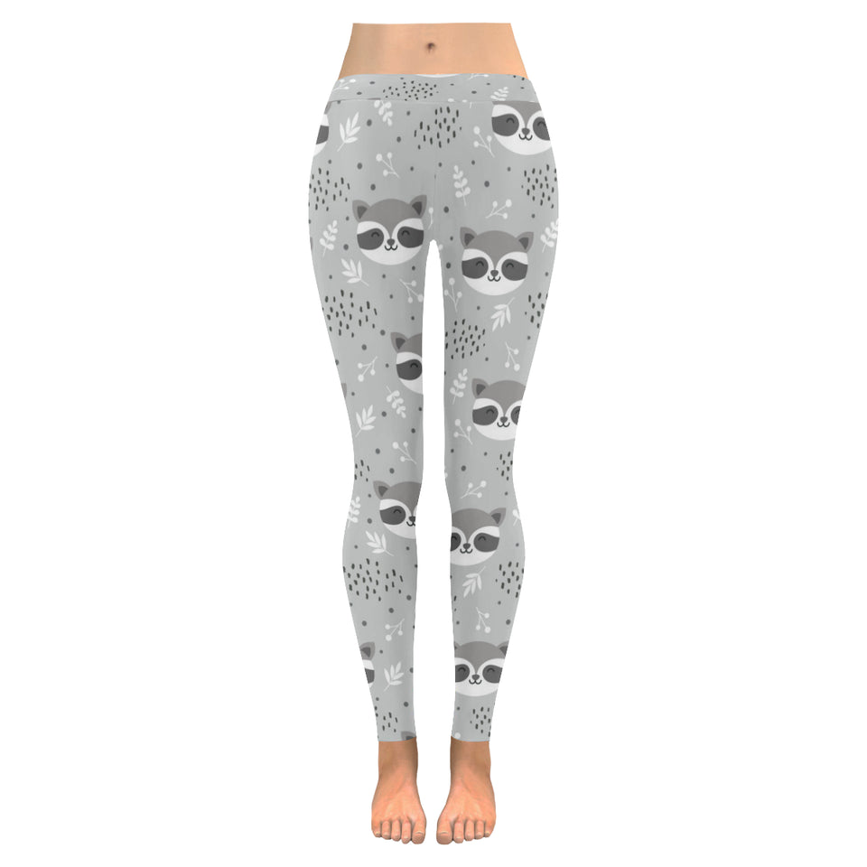 Cute raccoons leaves dot Women's Legging Fulfilled In US