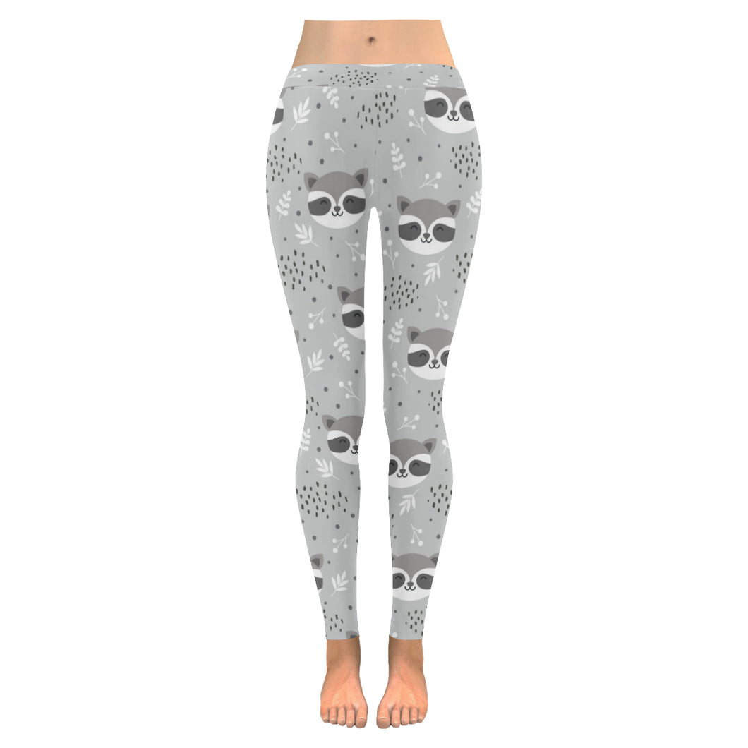 Cute raccoons leaves dot Women's Legging Fulfilled In US