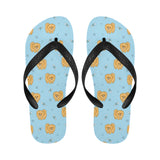 Brown cute pomeranian blue blackground Unisex Flip Flops