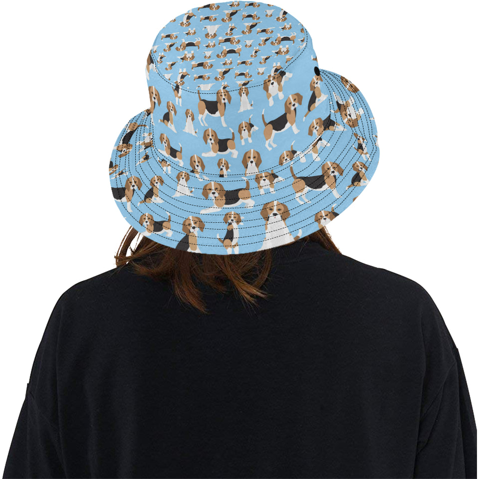 Beagle dog blue background pattern Unisex Bucket Hat