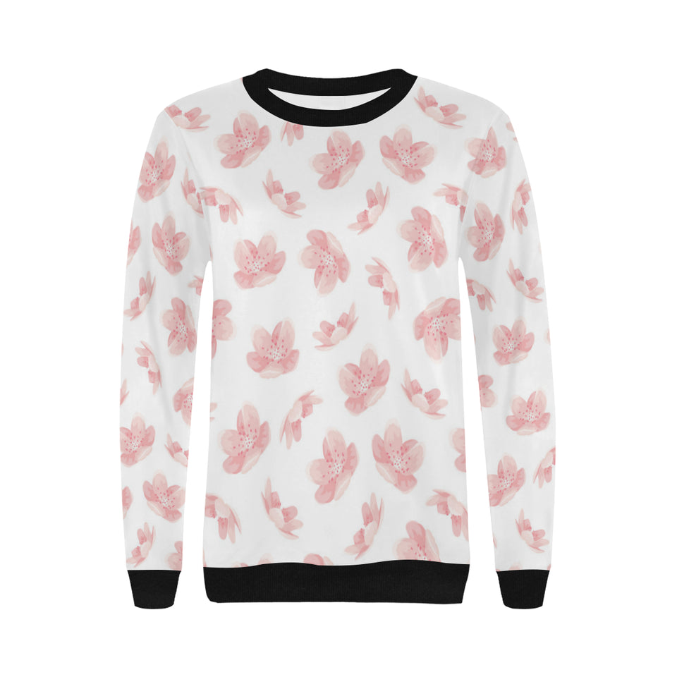 Pink sakura cherry blossom pattern Women's Crew Neck Sweatshirt