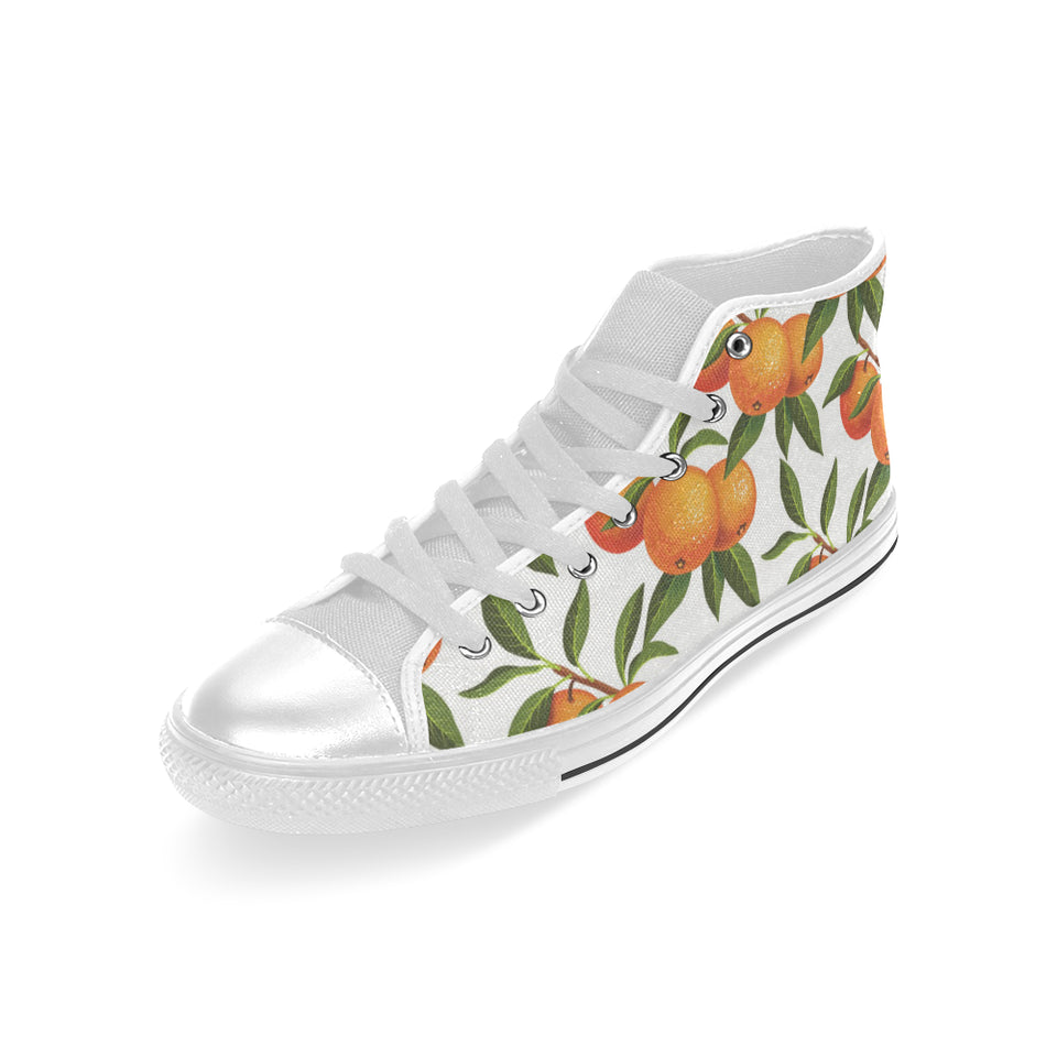 Oranges pattern background Men's High Top Canvas Shoes White
