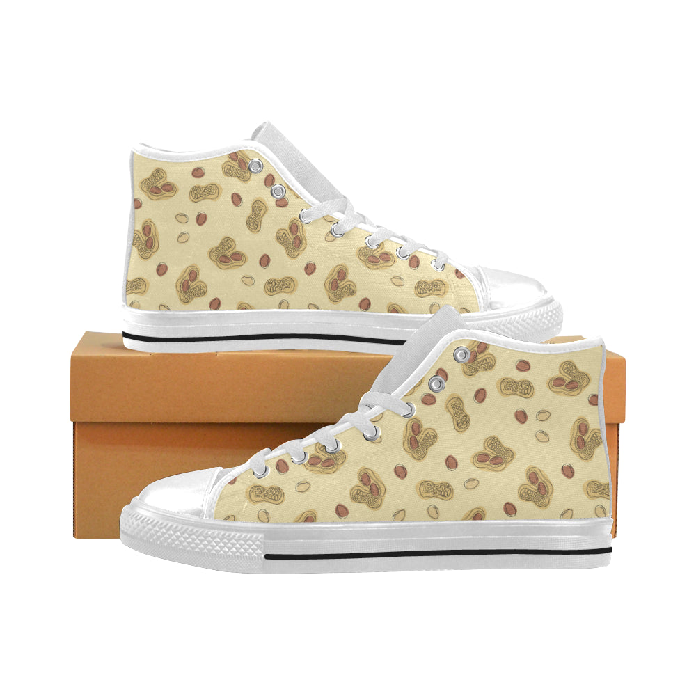 peanuts design pattern Men's High Top Canvas Shoes White