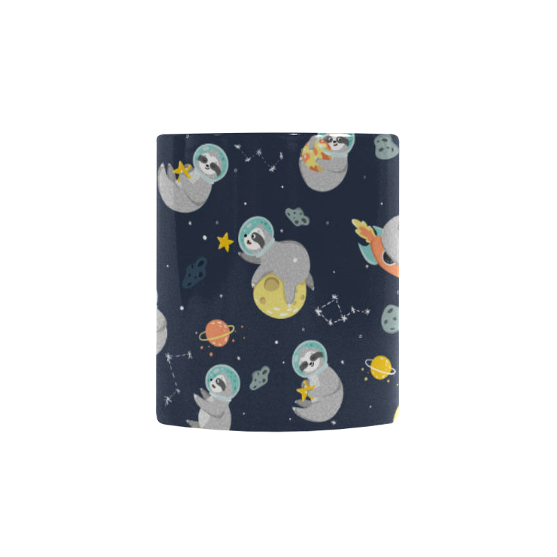 Cute sloth astronaut star planet rocket pattern Morphing Mug Heat Changing Mug