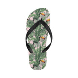 Toucan tropical green jungle palm pattern Unisex Flip Flops