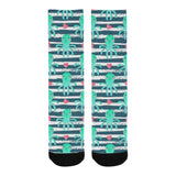 Cute octopuses heart striped background Crew Socks