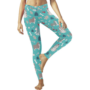 Christmas cute siberian husky puppie pattern Women's Legging Fulfilled In US