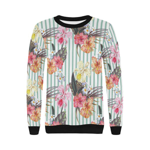 Colorful orchid flower pattern Women's Crew Neck Sweatshirt