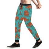 Octopus turquoise background Unisex Casual Sweatpants