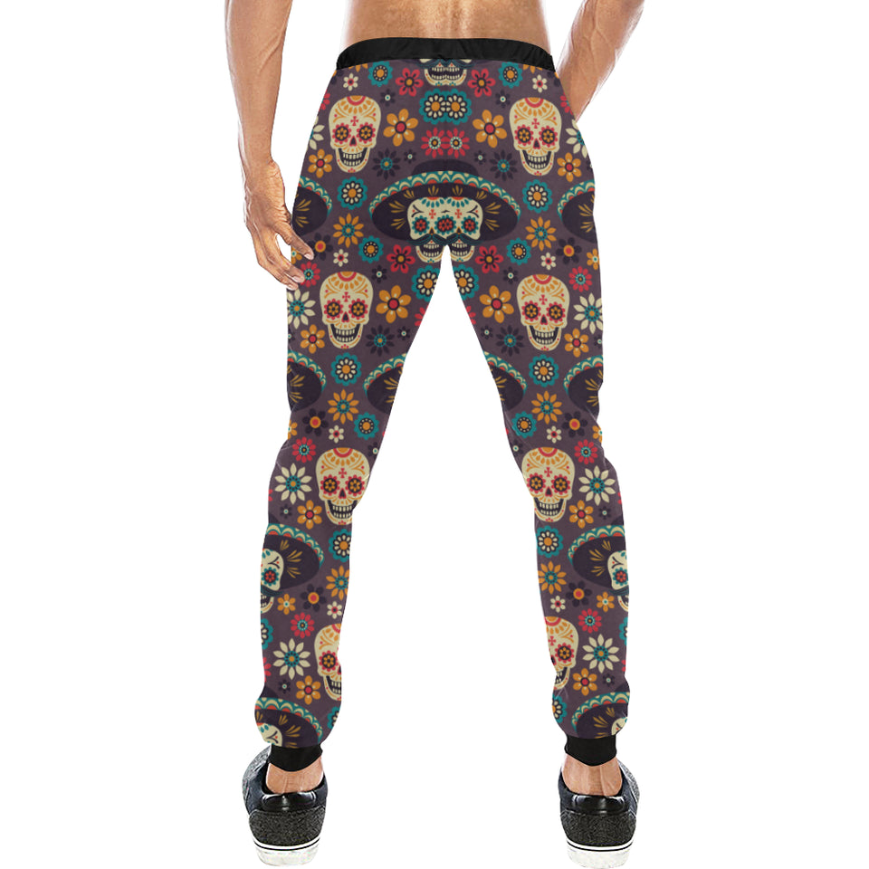 Sugar skulls flower maxican pattern Unisex Casual Sweatpants