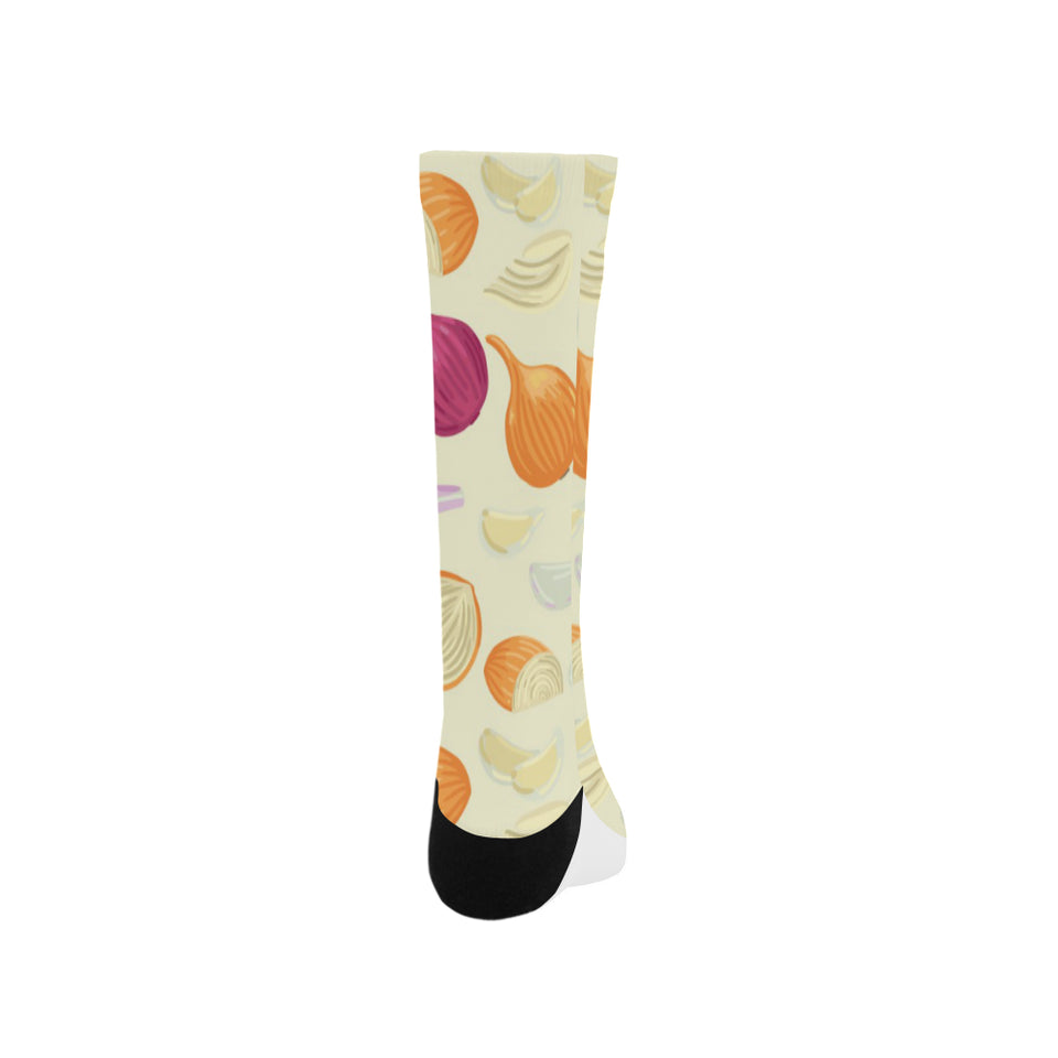 Onion garlic white red pattern Crew Socks