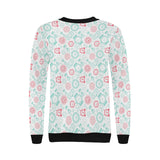 Clock time pattern blackground Women's Crew Neck Sweatshirt