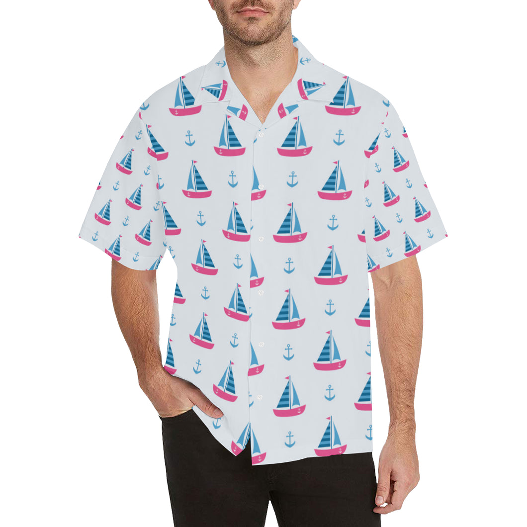 Sailboat anchor pattern Men's All Over Print Hawaiian Shirt