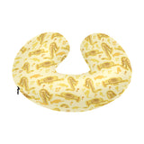 Saxophone cornet pattern yellow background U-Shaped Travel Neck Pillow