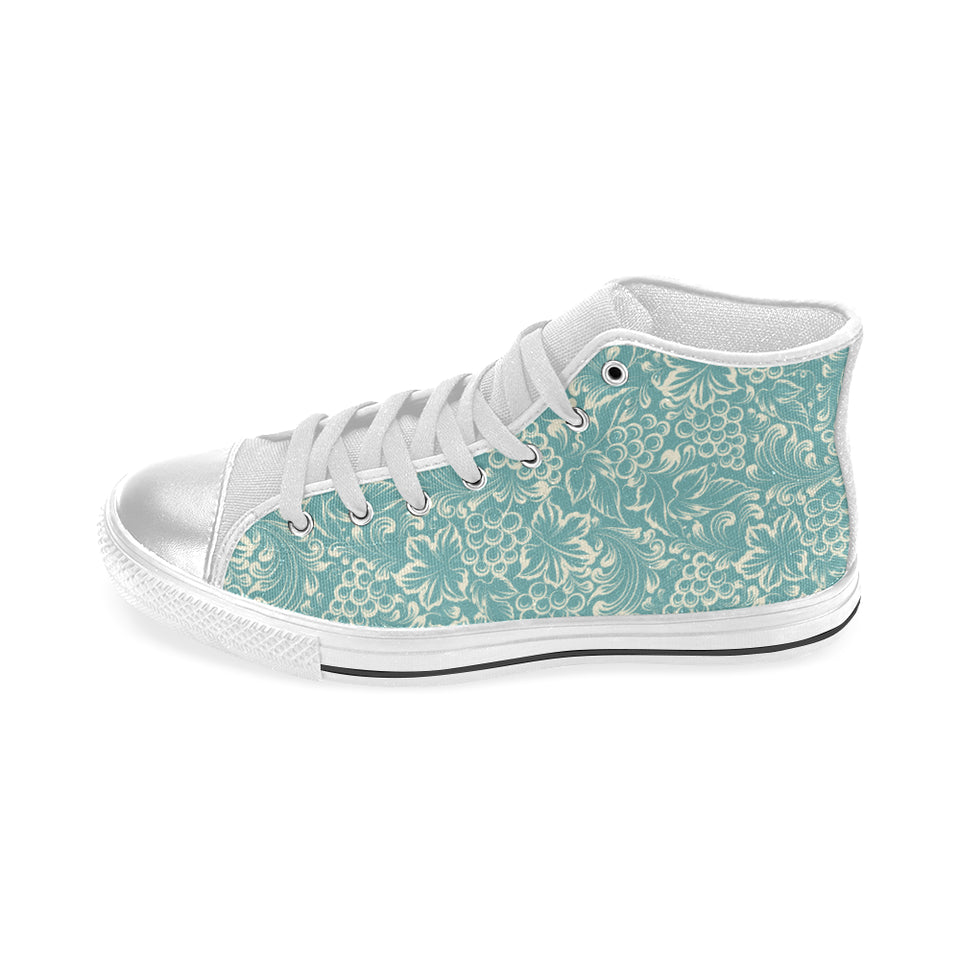 Classic Hand drawn Grape pattern Women's High Top Canvas Canvas Shoes White
