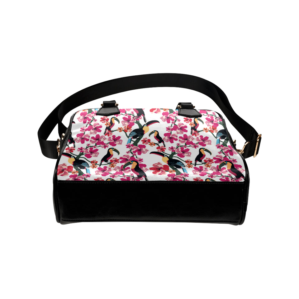 Toucan flower design pattern Shoulder Handbag