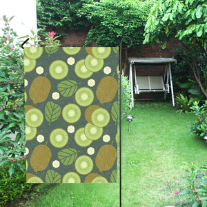 Whole sliced kiwi leave and flower House Flag Garden Flag