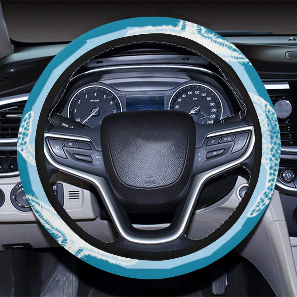 Starfish blue blackground Car Steering Wheel Cover