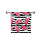 Watercolor paint textured watermelon pieces Bath Towel