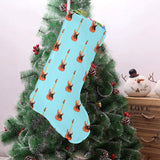 electric guitar pattern light blue background Christmas Stocking